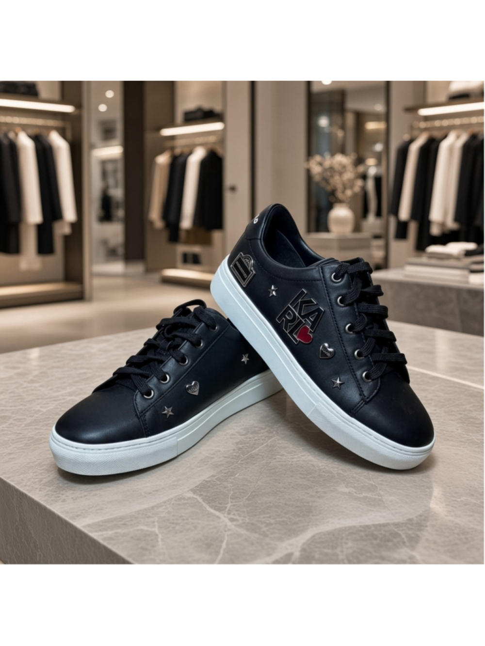KARL LAGERFELD Paris Cammy Rue Charm Platform Sneakers 6.5
